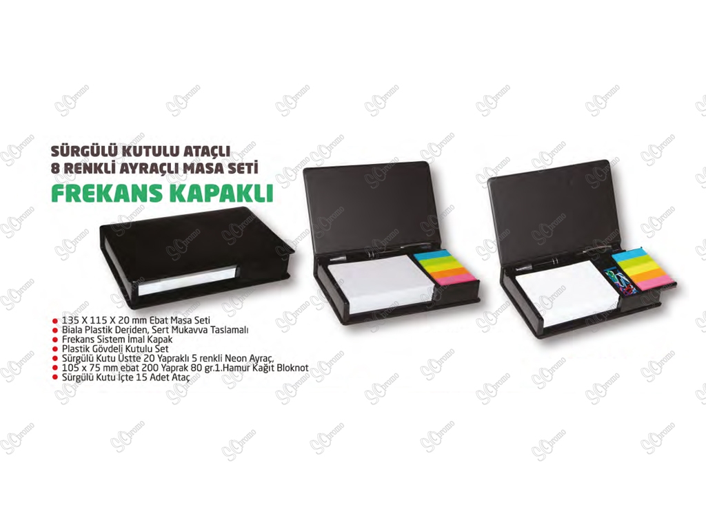 Sürgülü Kutulu Ataçlı 8 Renkli Ayraçlı Masa Seti
